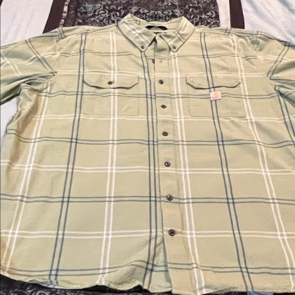 Carhartt Olive Plaid Button-Down Shirt